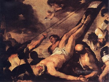  religious Oil Painting - Crucifixion Of St Peter Luca Giordano religious Christian